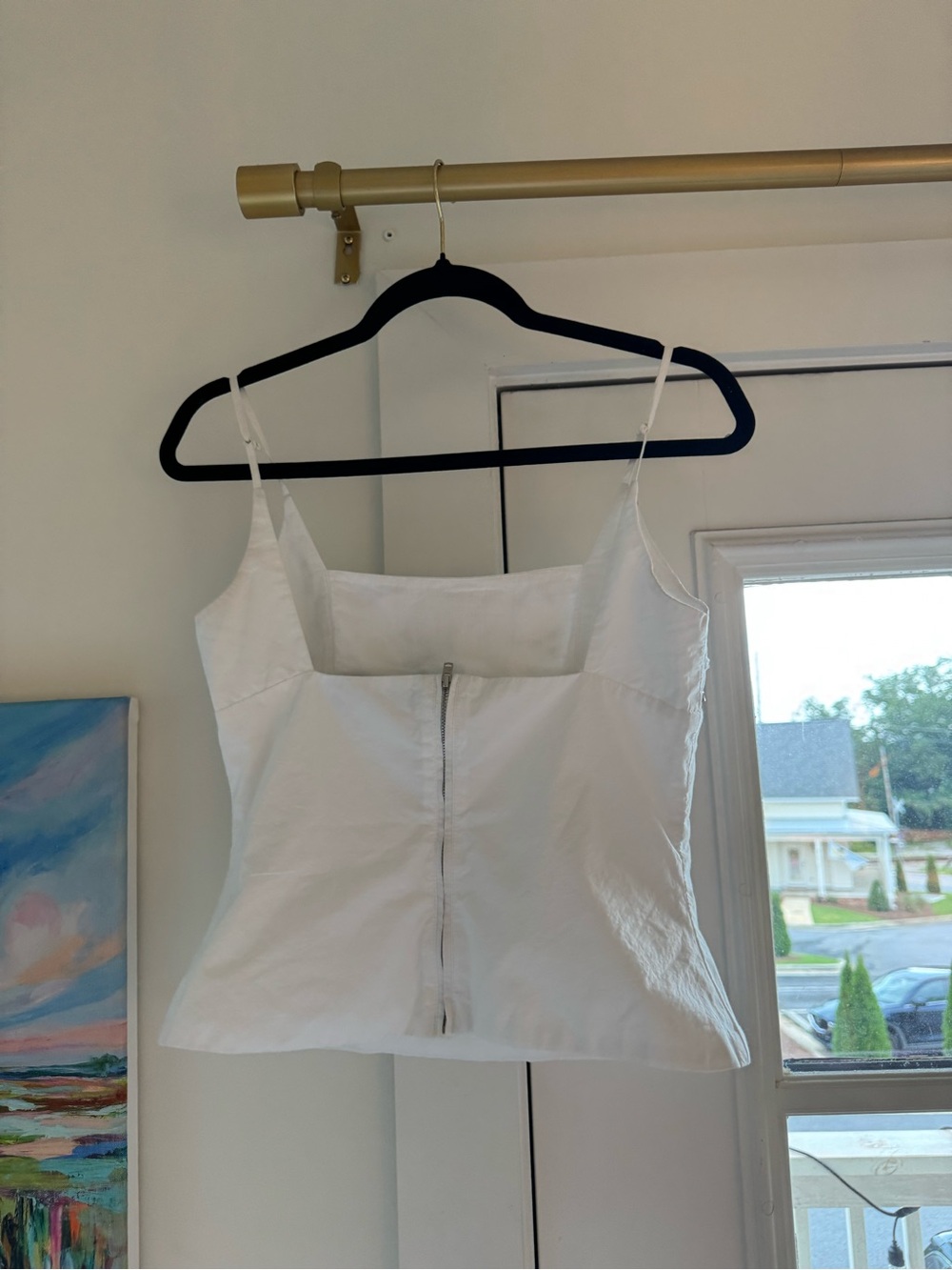 Zara White Beaded Spaghetti Strap Cami - Picture 2 of 3